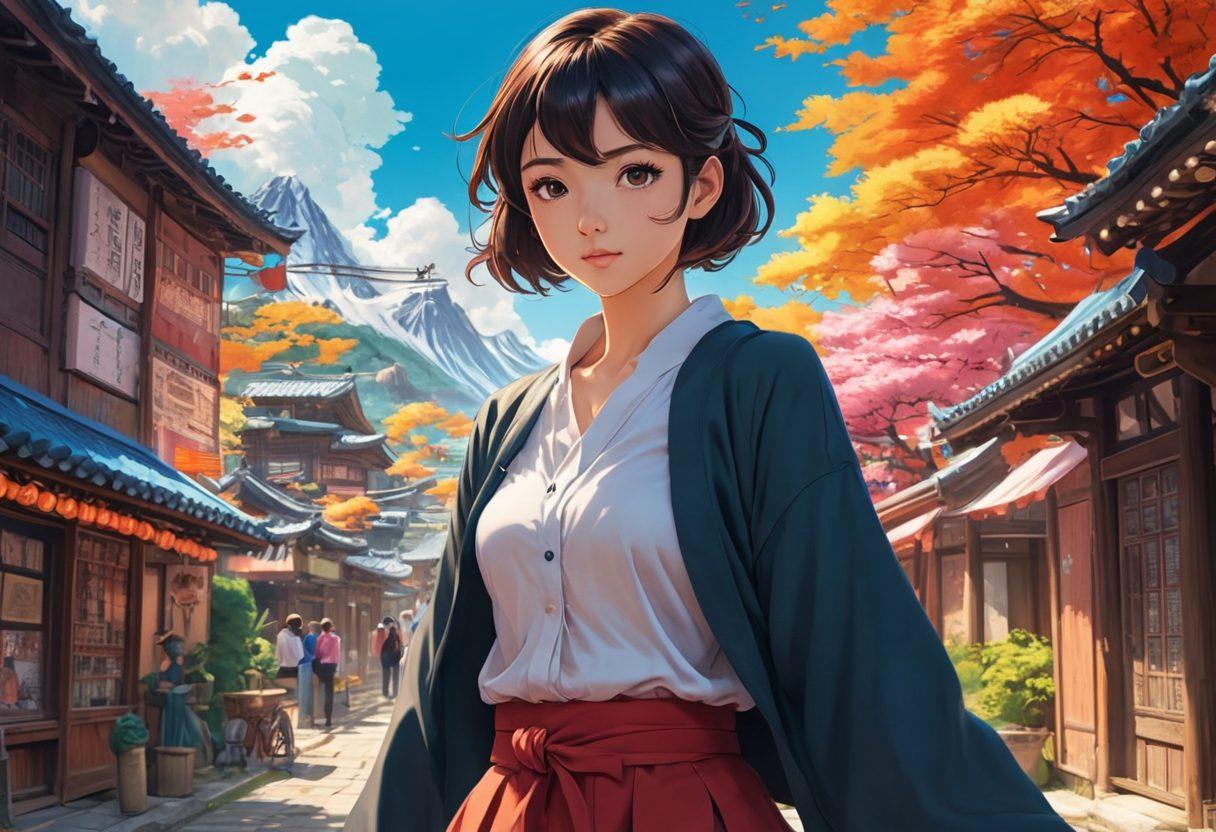A vibrant collage showcasing a seamless transition from dynamic manga illustrations to immersive story-driven scenes of adult anime. Include action-packed characters, detailed backgrounds that evoke deep emotions, and a hint of fantasy with whimsical elements. Integrate a gradient color scheme that shifts from bold manga-style hues to softer, more realistic tones representing storytelling depth. The overall composition should convey an exhilarating journey through diverse anime genres. anime-inspired art, digital illustration, vibrant colors, cinematic style.